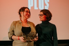 14. Forderpreis-Gewinnerin Jessica Rudolph mit Preispatin Regisseurin Francis Maletzky